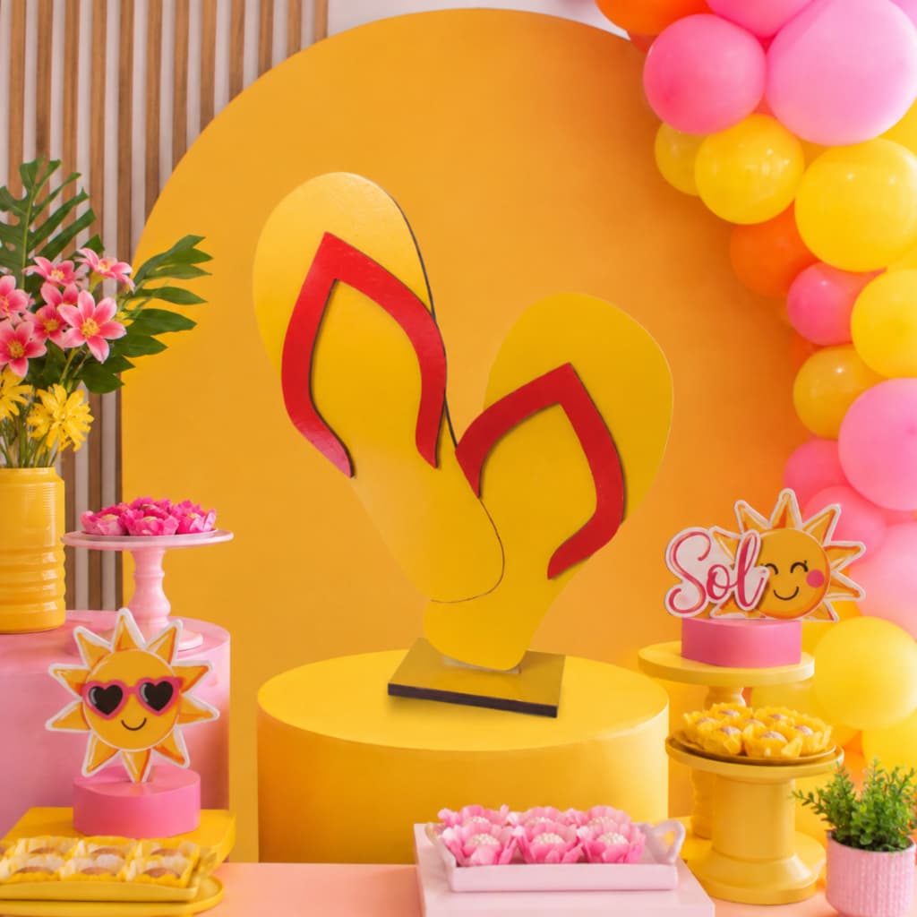 Chinelo Display Mesa Mdf Festa Decoração Praia Tardezinha Aniversário