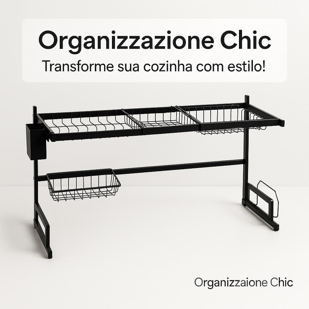 Escorredor Louças Suspenso Preto Fosco Organizador Durável