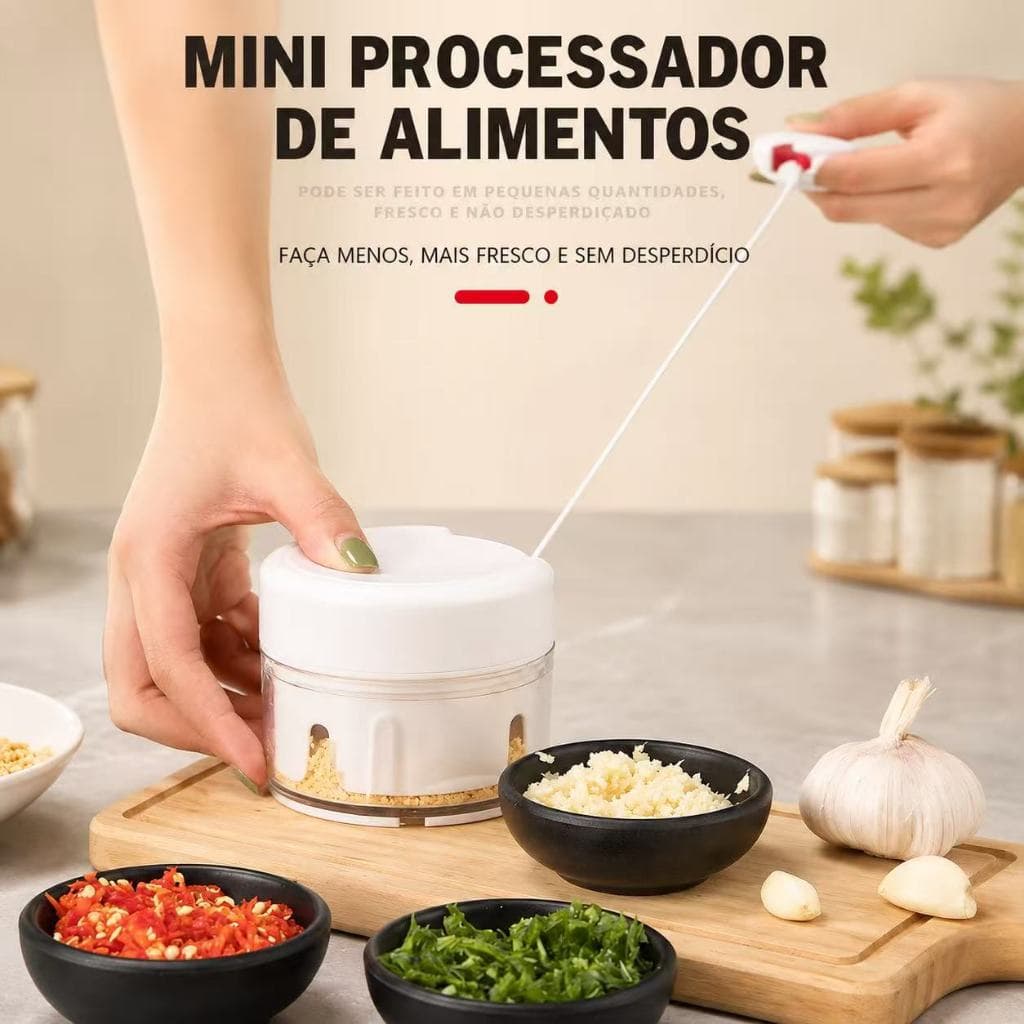 Mini Processador De Alimentos 250ml Moedor Alho E Alimentos Elétrico Sem Fio Recarregável USB Branco