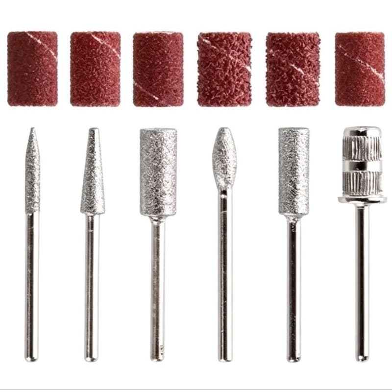 Kit 6 Brocas Lixa Elétrica Lixadeiras Unhas Manicure Com 6 Refis de Lixas
