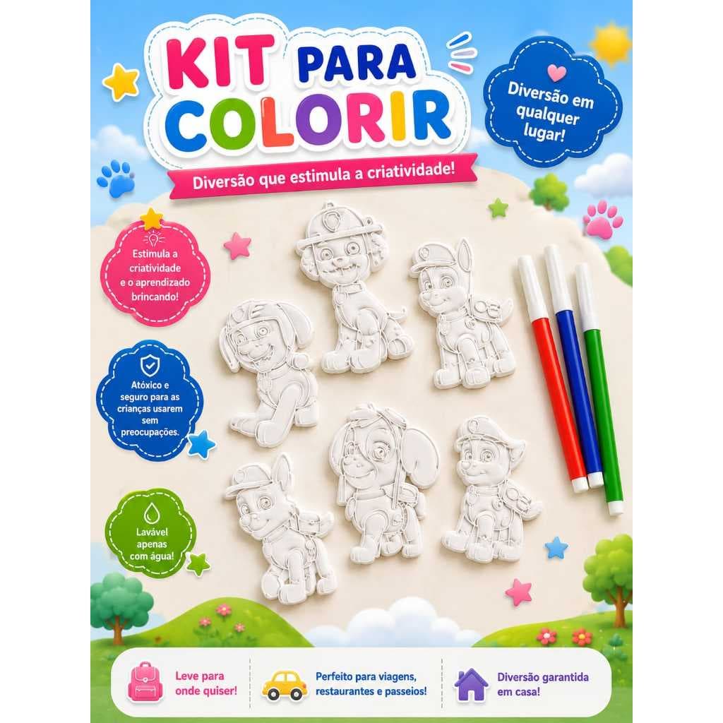 kits de pintura plaquinhas em 3D personalizadas e lavavel + 3 Canetinhas