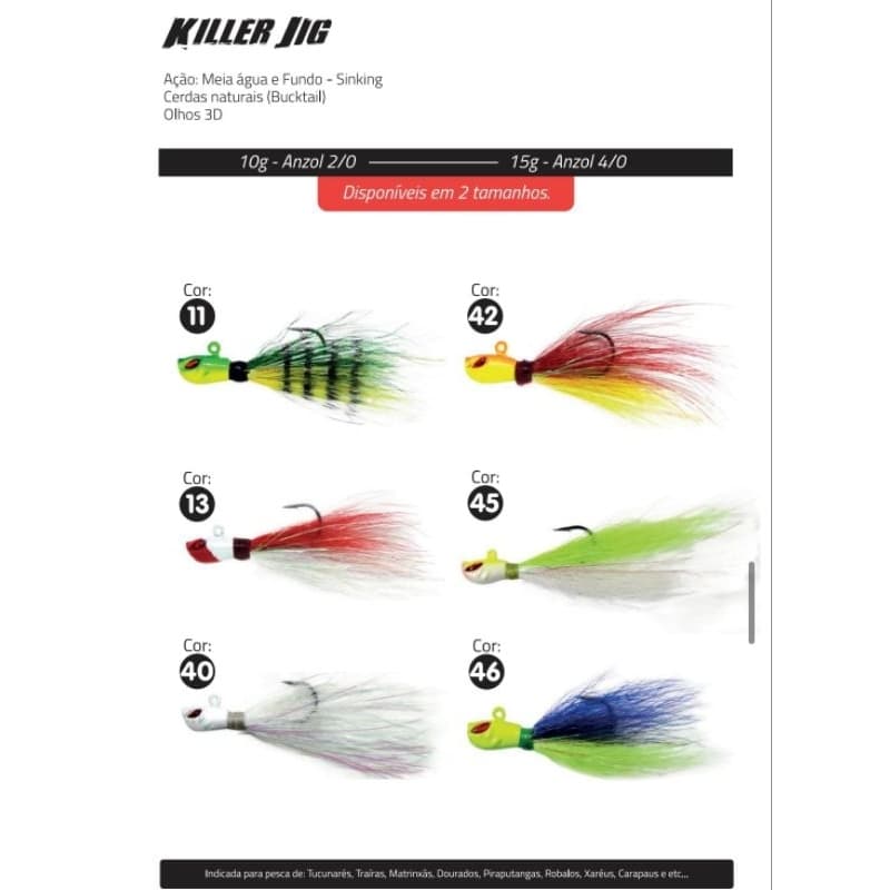 Isca Artificial Yara Killer Jig 10g – Jig Premium para Tucunaré, Traíra, Robalo e Dourado