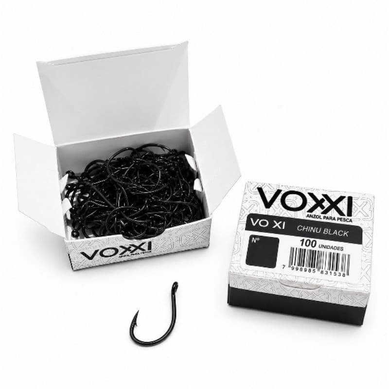 Anzol Chinu Black Voxxi Saint – Tamanhos 3, 4, 5 e 6 – Caixa com 100 Unidades