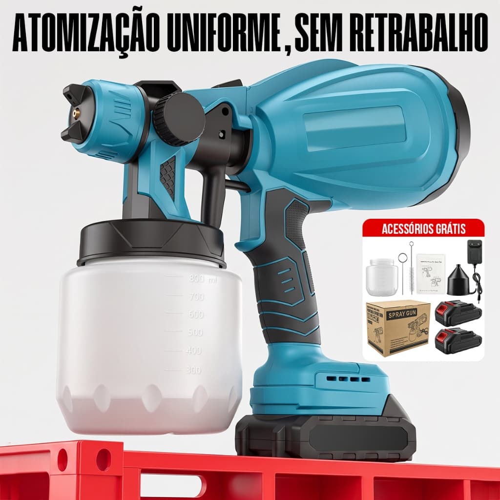 Pistola de Pintura Elétrica Grande, Pistola de Pintura Recarregável Doméstica, 850W, Pulverizador de Tinta Látex Dedica