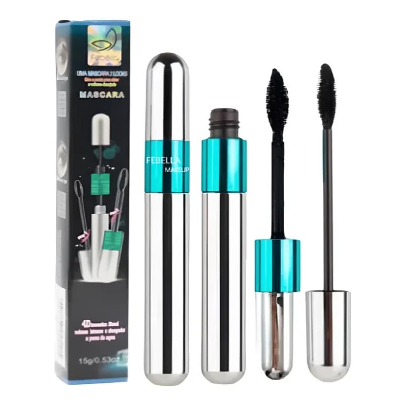 Kit com 1 ou 2 Máscara de Cílios 2 em 1 Febella ou Tango  Definição, Alongamento, à Prova d'água, 4D, Maquiagem + BRINDE