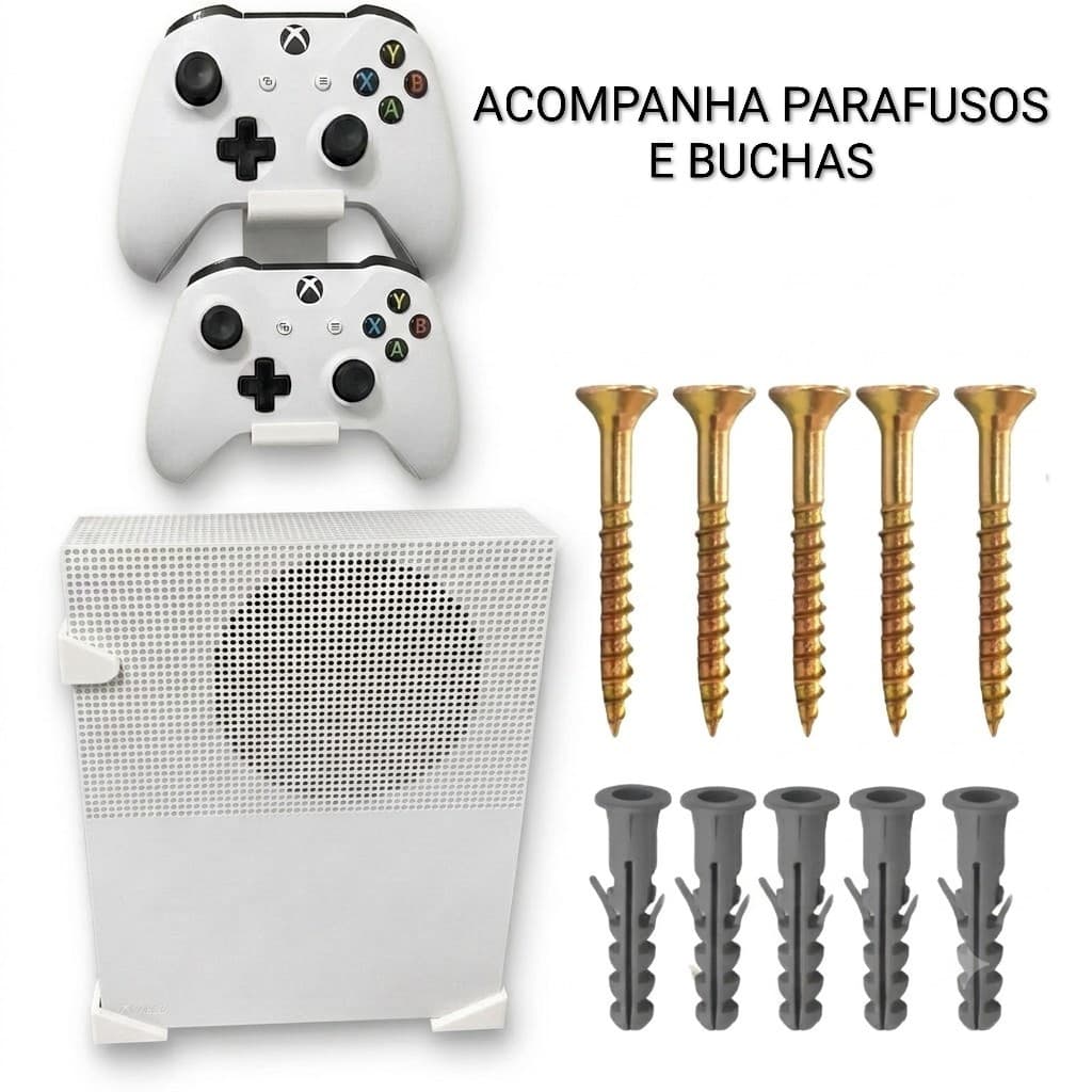 Kit Suporte De Parede Para Xbox One S +  Suporte Para 2 Controle