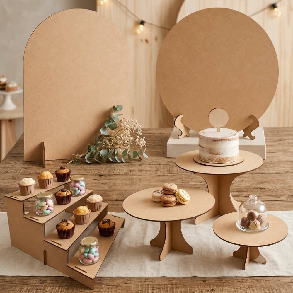 Decore Aniversários E Eventos Com Kit 6pç MDF Cru Personalizável De Fácil Montagem Enfeite de Mesa