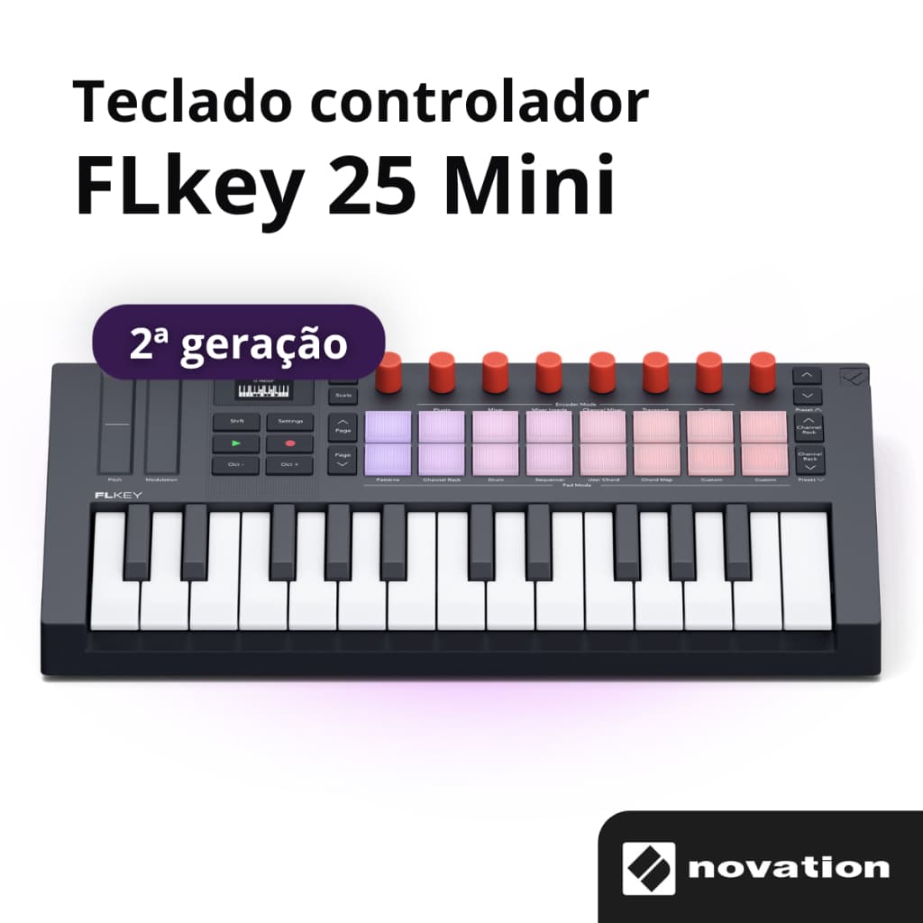 Teclado Controlador FlKey 2 Mini 25 Novation Teclado Controlador Midi Teclado Controlador Usb