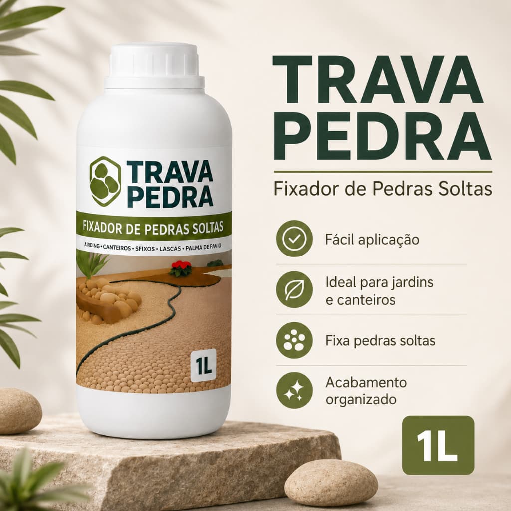 Fixador Trava Pedra 1L para Pedras Soltas e Decorativas Uso Interno Externo Jardim e Vasos