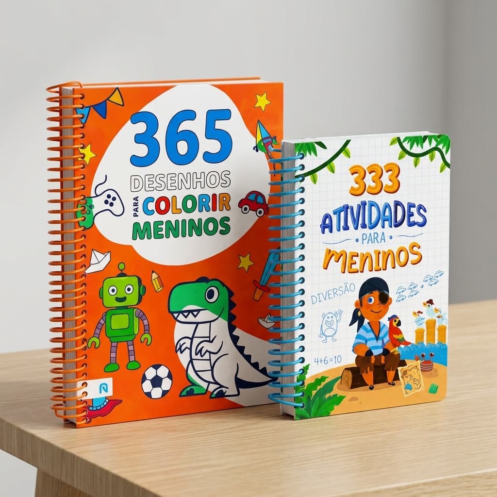 Kit 2 Livros 365 Atividades Meninos  + Desenhos Meninos Espiral Criatividade Coordenação Motora