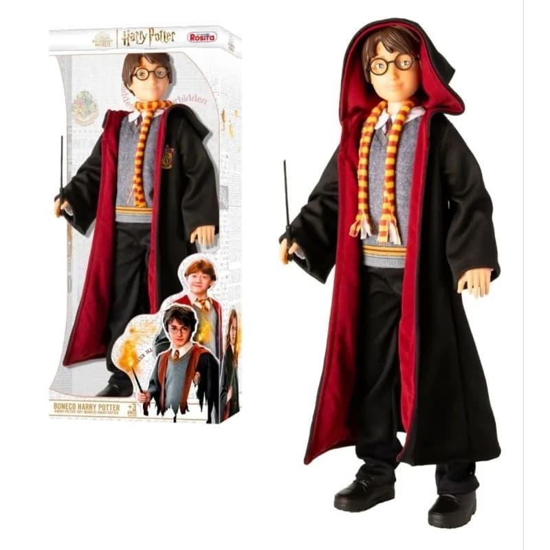 Boneco Harry Potter 45cm com varinha articulado