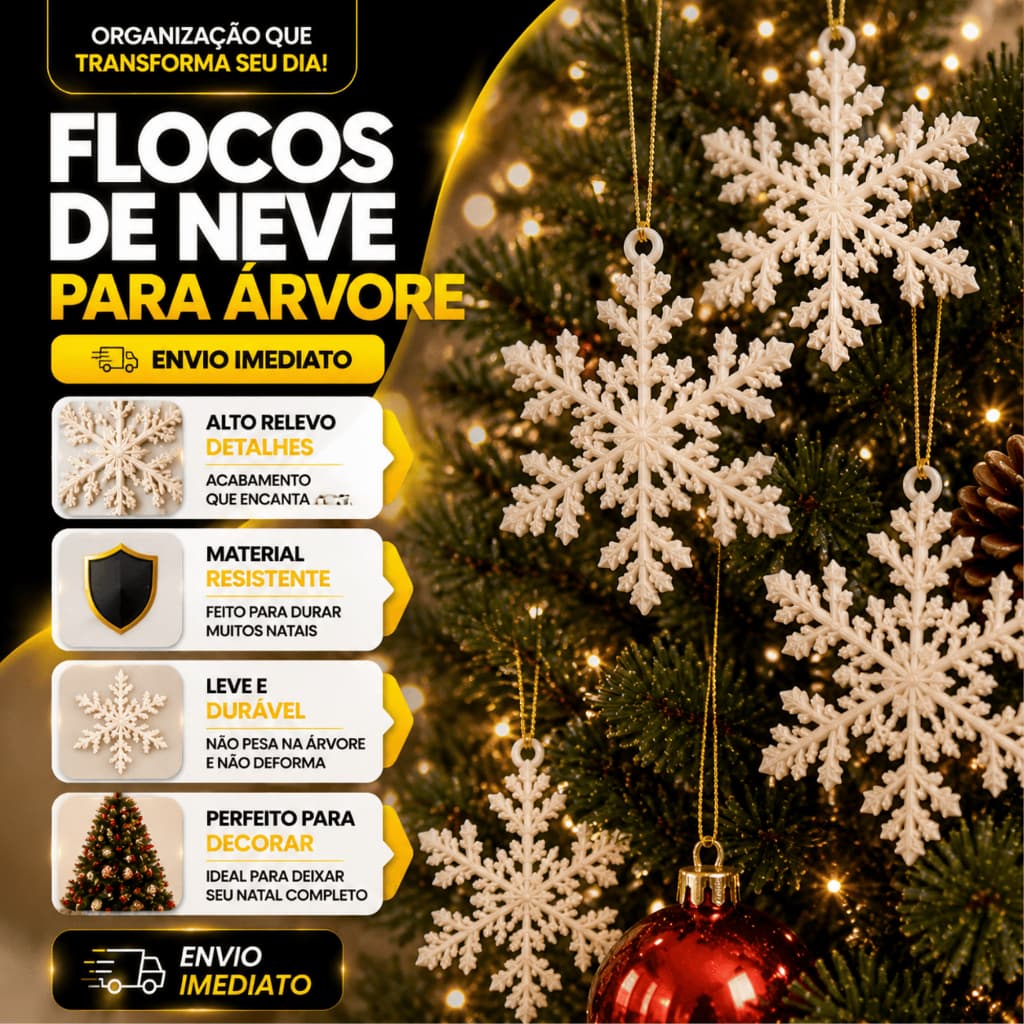 Flocos De Neve Pingentes Grande Decoração Enfeite Árvore Natal Pendente Branco