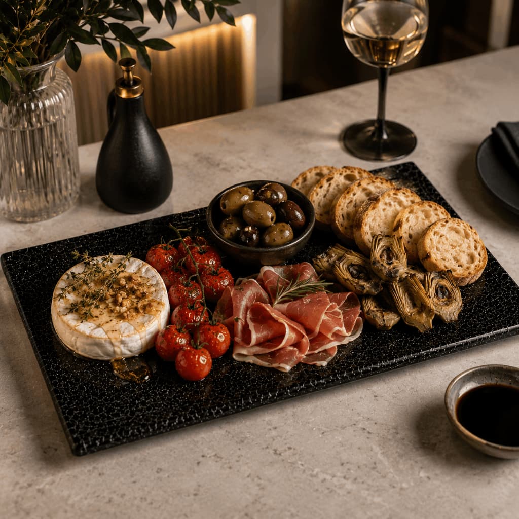 Travessa Mármore Premium para Servir Sushi Petiscos Queijos e Frutas Naturais Petisqueira Aperitivos