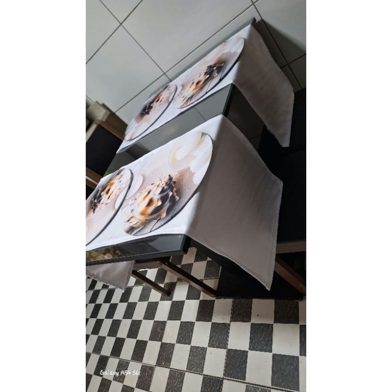 kit para mesa posta com 2 caminho tamanho 1.50x40 e 4 capa para soplaste tamanho 35x35
