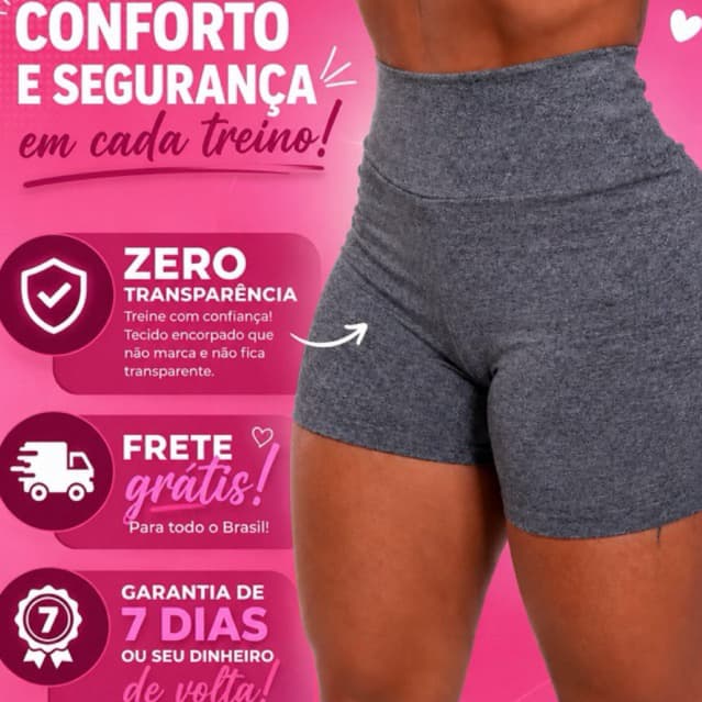 short suplex zero transparência para treino ou casual academia