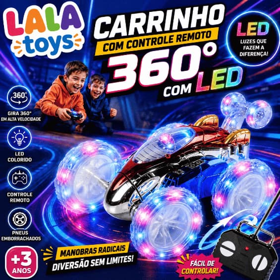 Carro Controle Remoto Maluco Gira 360º C/ Luz Led Brinquedo Carrinho de controle