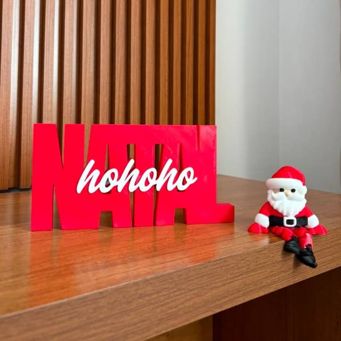 Kit Decoração de Natal Letreiro + Papai Noel Articulado Decoração Natalina 3D