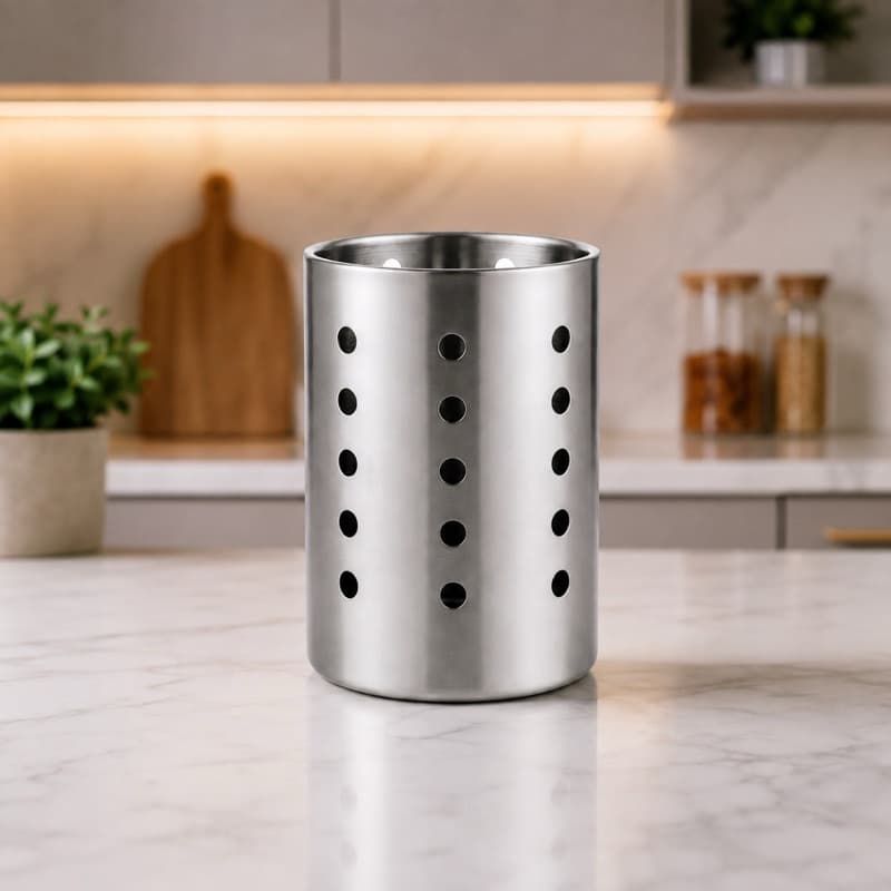 Porta Talheres e Escorredor em Inox Para Cozinha