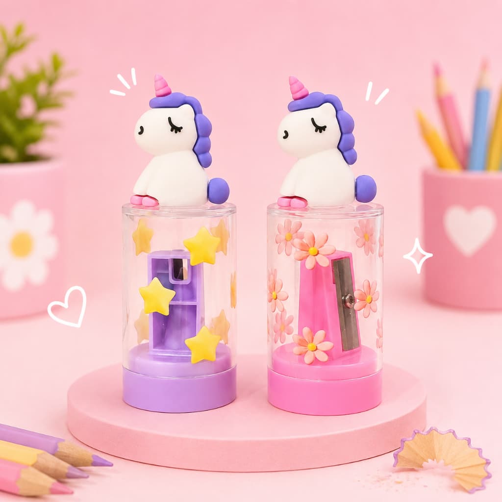 Apontador com Depósito Unicórnio Kawaii | Material Escolar