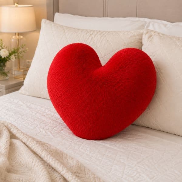 Almofada Coração em Pelúcia Macia Decorativa para Quarto e Sala