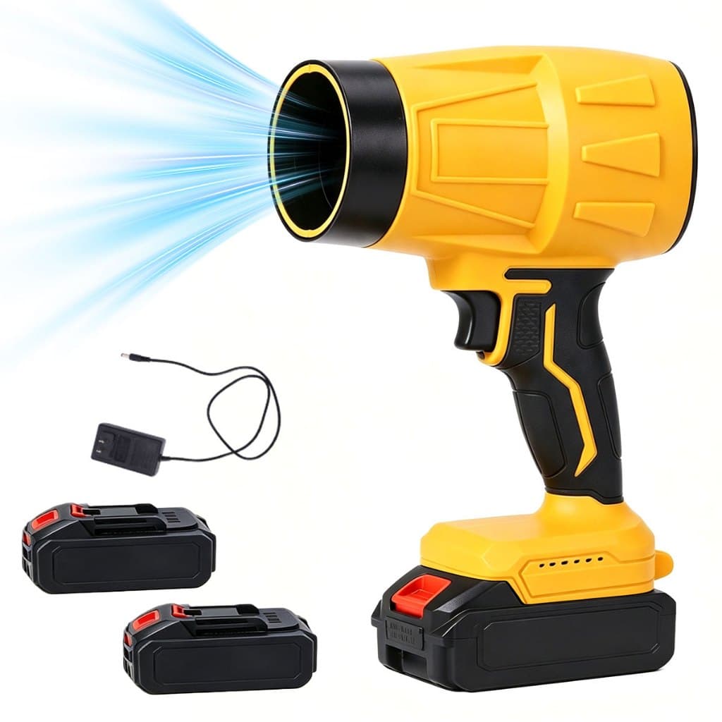 Soprador Turbo 400W Alta Potência Motor Cobre Puro 550 Velocidade Ajustável Contínua 21V 2 Baterias 5 Células