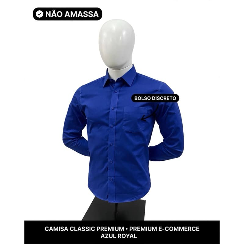Camisa Social Manga Longa Com Bolso Não Amassa
