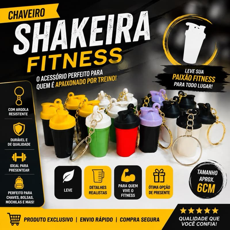 Chaveiro Shakeira Fitness Mini Coqueteleira Academia Musculação Personalizado 3D Presente