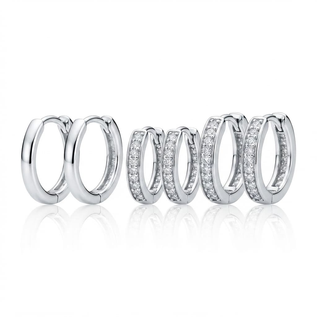 Brinco Trio Cravejados Delicados Premium Prata ou Dourado | Kit 3 Pares Feminino Elegante para Dia a Dia e Festa, acabam