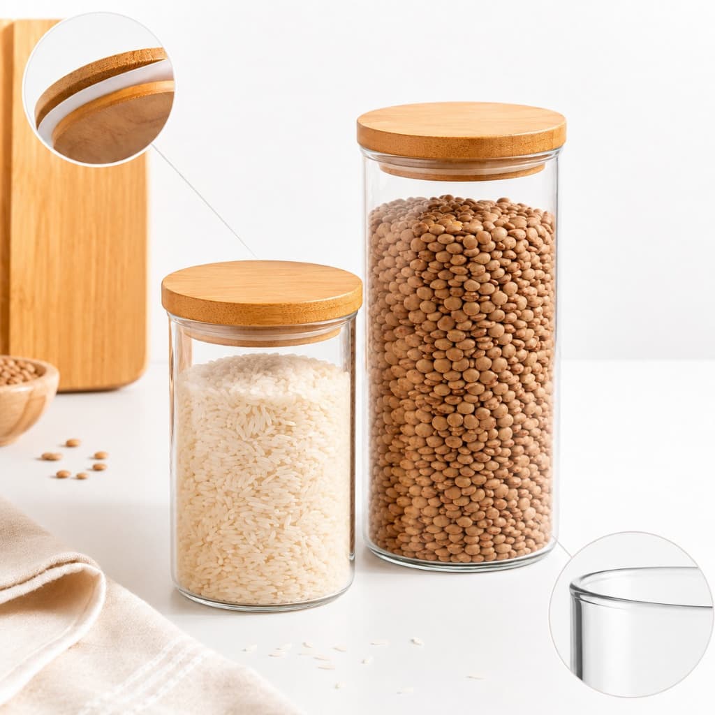 Conjunto Potes Organizador Hermético Vidro 450ml 300ml