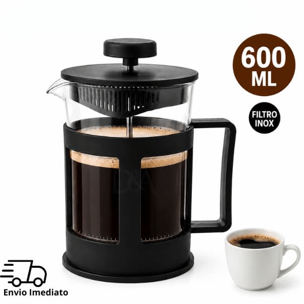 Cafeteira Prensa Francesa Vidro E Inox Praticidade Café Chá Leite Cremoso Filtro Removível