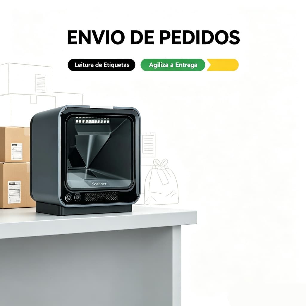 Leitor Scanner De CóDigo Barras 1d E 2d Qr Code Fixo Pdv Mesa Interface Usb Alta Velocidade Suporte Preto Boleto Omnidir