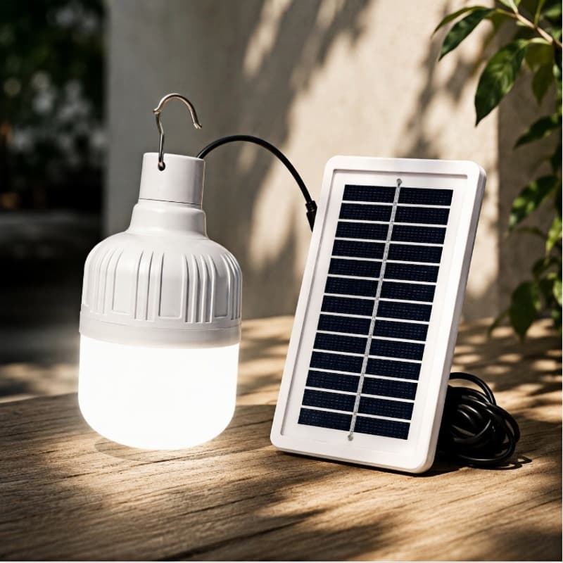 Painel Solar Portátil com Lâmpada LED para Camping 80W/100W/150W (Cabo de 2,6 m)