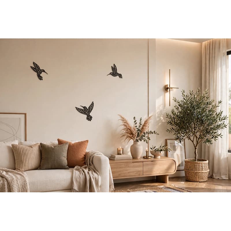 Decoração de Parede 3D Beija-flores - Personalize com Cores