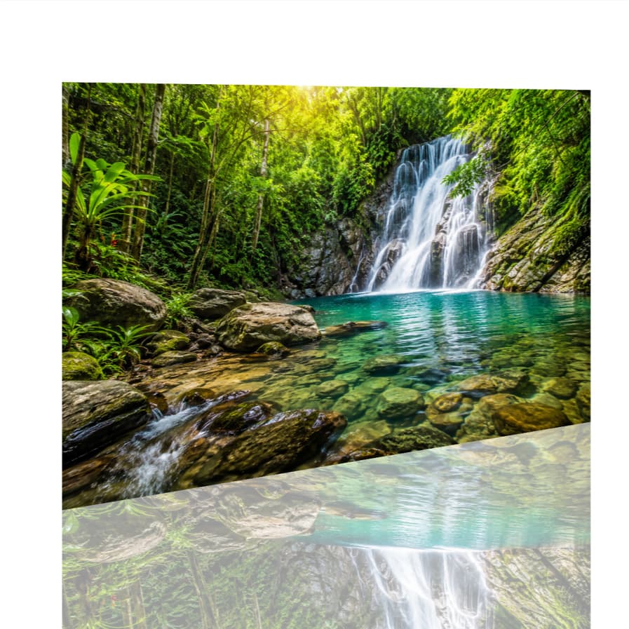 Quadro Decorativo Cachoeira na Floresta Água Cristalina Natureza Paisagem Relaxante Horizontal