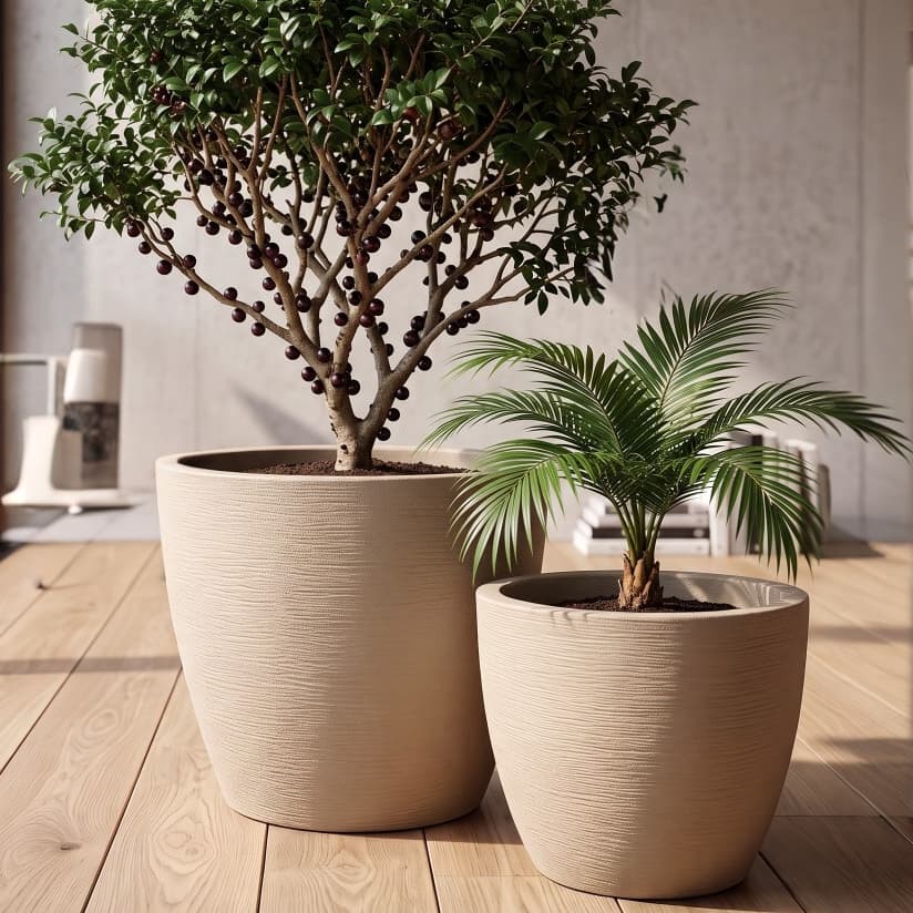 Kit 2 Vasos GiganteTexturado Para Planta flor  Frutifera Jabuticaba Acerola em polietileno moderno Redondo Grande  67x52