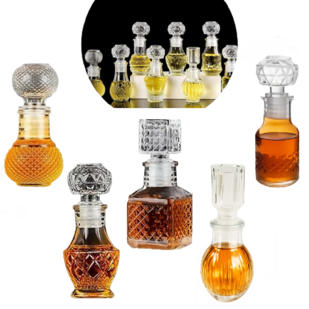 Kit 6 Mini Licoreira Garrafa De Vidro C/ Tampa 50 Ml