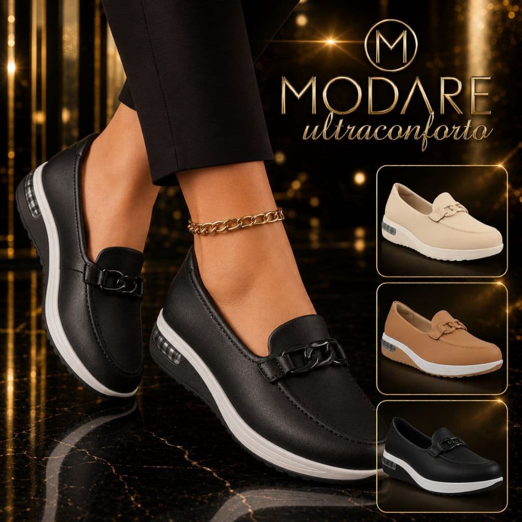 Sapato Feminino Slip On Ultra Confortável Modare Calce Facil Ortpedico Esporão Com Gel Tech Orginail