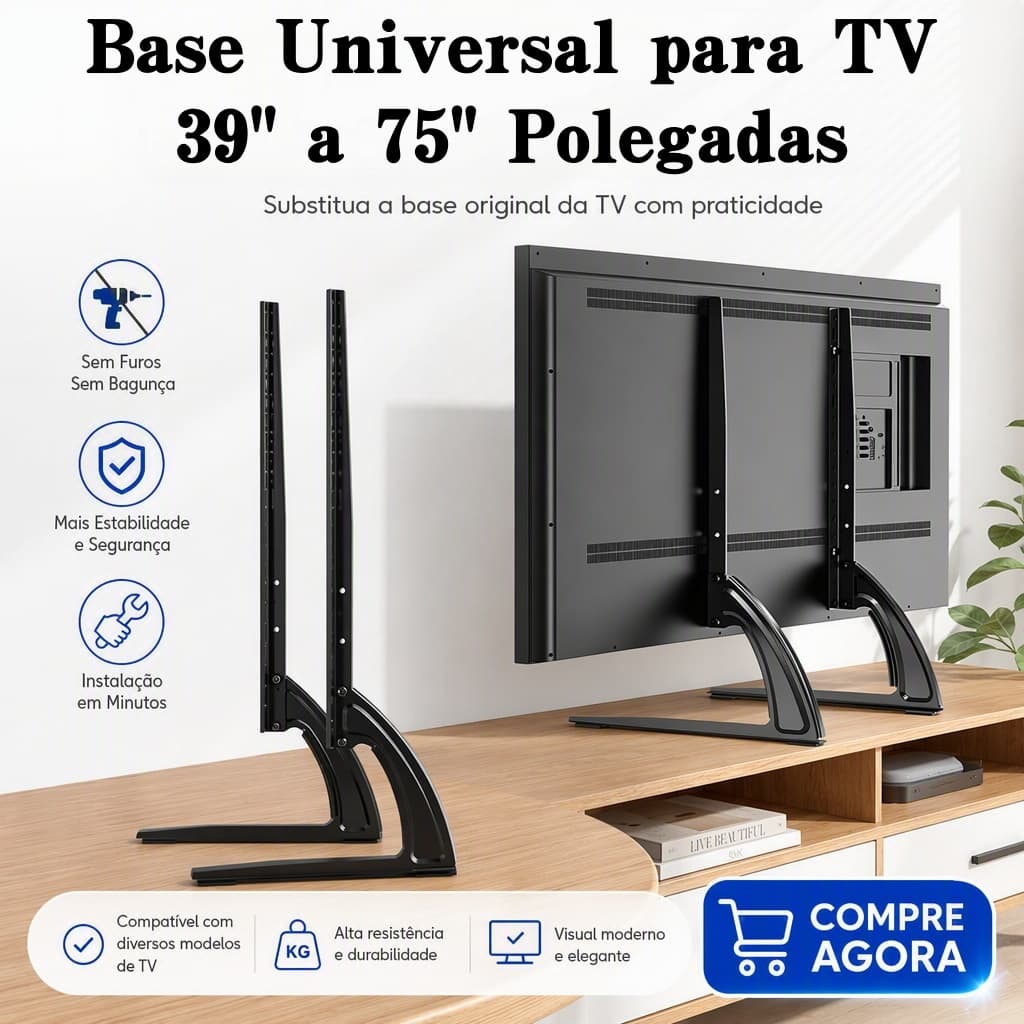 Suporte TV Lorben Base Mesa Rack 37 a 65 Polegadas Suporta até 45kg
