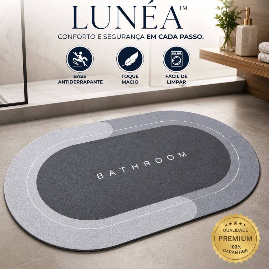 Tapete Antiderrapante Banheiro Oval Lunéa 38x58cm Macio Absorvente Decorativo