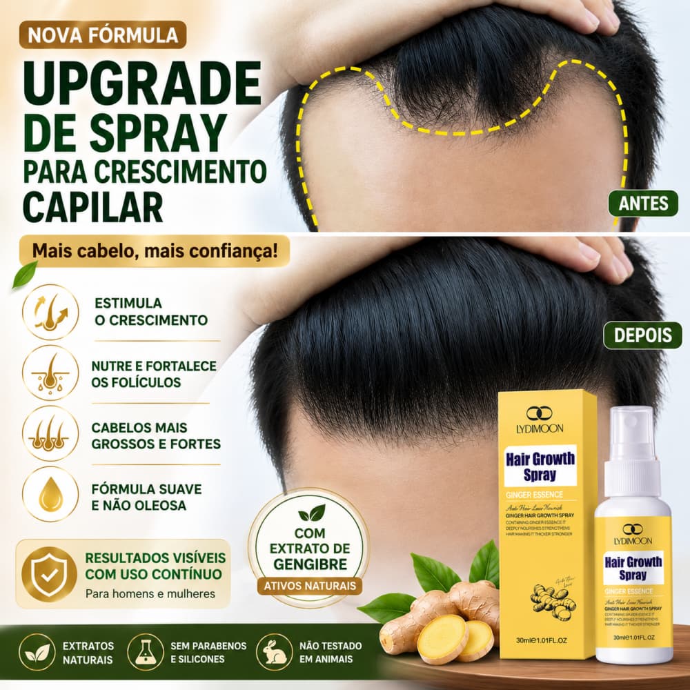 Óleo Capilar Sérum Capilar Tônico Capilar Crescimento Capilar Anti Queda Gengibre Fortalecedor Couro Cabeludo 30ml