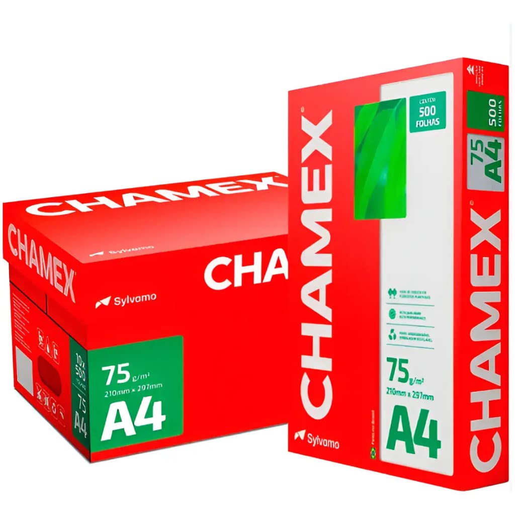 Papel Sulfite Chamex  A4, 75g, Branco 210 X 297 - 10 resmas / 5000 folhas