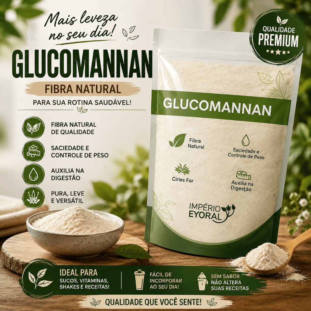 Glucomannan em Pó | Chá Natural com Laudo de Qualidade e Alta Pureza 500g