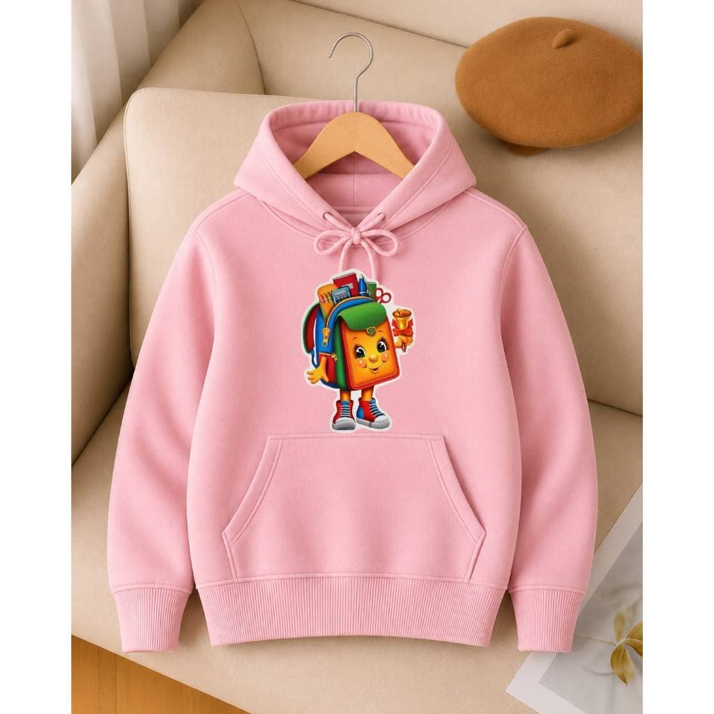 Roupa de Frio Infantil Moletom Canguru com Capuz Tecido Macio e Confortável Estampa Exclusiva de Materiais Escolares