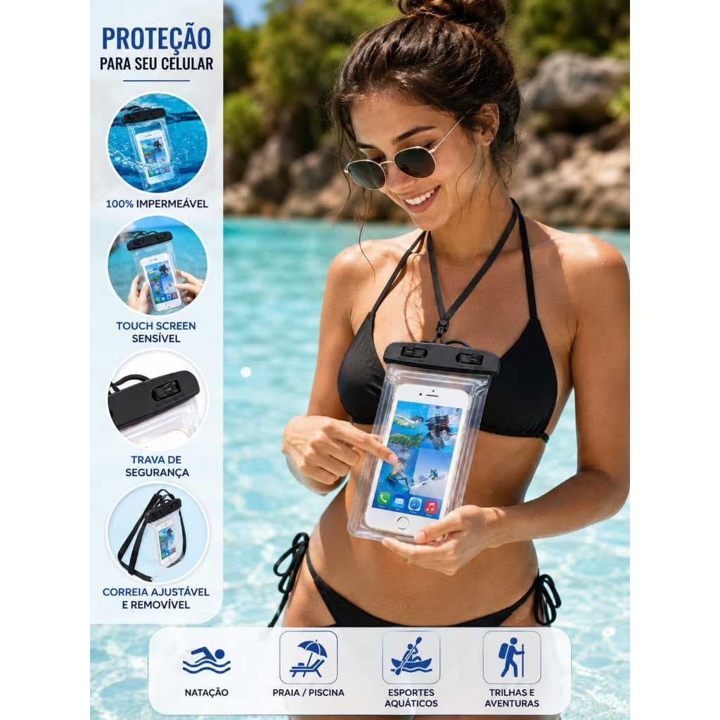 capa pra celular prova d`gua com alça impemeavel com trava pra celulares