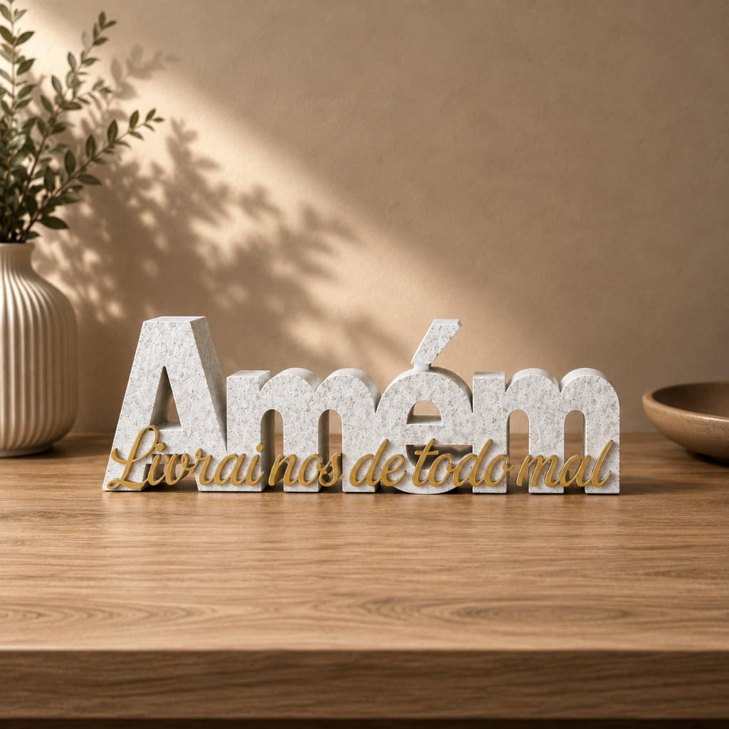 Escultura Decorativa Amém | Decoração Elegante para Sala e Aparador