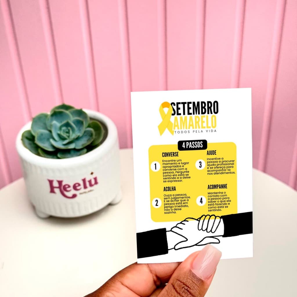 50/100 Folhetos Setembro Amarelo - 4 Passos - Motivacional - Pronta Entrega