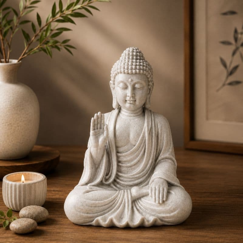 Estátua Buda Decorativo Zen Minimalista Jardim Meditação Feng Shui Casa