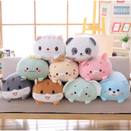 Almofada Bichinhos Fofos 20cm Gato Panda Urso Porco Sapo Cachorro Pinguim Dinorrauro Hamster Travesseiro Fofinho Criança