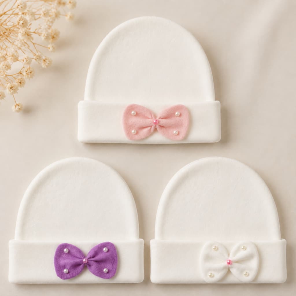 KIT 3 TOUCAS bebe recém nascida,enxoval maternidade ou para presentear menina.0 a 2 mes