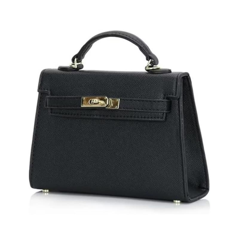 Bolsa Feminina Estruturada Preta Elegante com Alça de Mão e Transversal